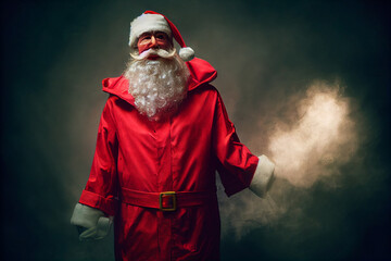 Fototapeta premium Santa Claus on a beautiful background. Portrait of Santa Claus with Christmas mood.