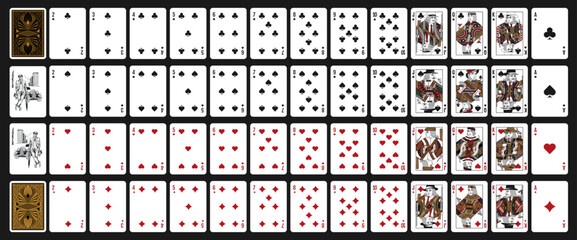 Playing cards with Gangsters - Mafia style character - Poker set with isolated - Poker playing cards, full deck - New design playing cards