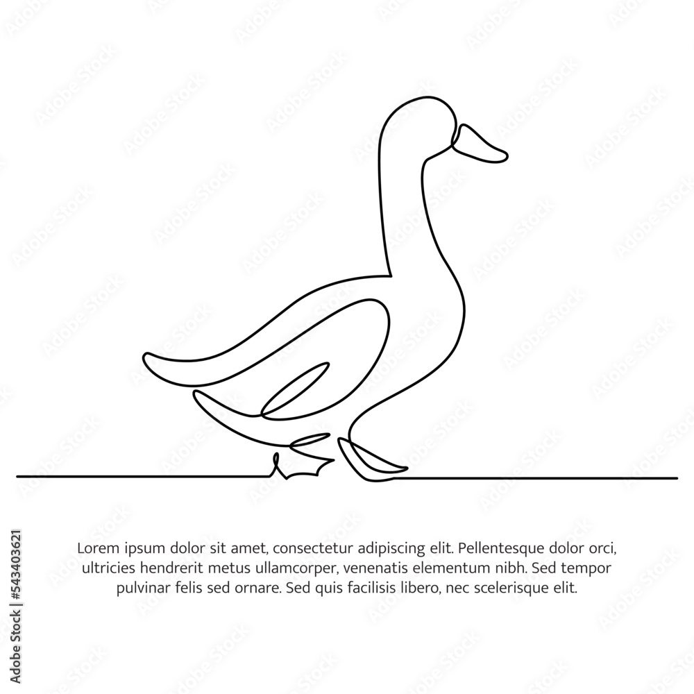 Aufkleber duck line design. duck decorative elements drawn with one continuous line. vector illustration of mi