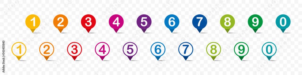 Poster numbers collection. number in round. colorful number in circle. vector illustration