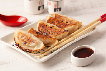gyozas traditional japanese and oriental food