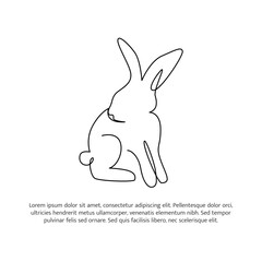 Fototapeta premium Rabbit line design. Bunny decorative elements drawn with one continuous line. Vector illustration of minimalist style on white background.