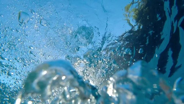 Underwater Air Bubbles Rising Up Breathed Out