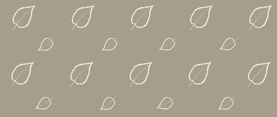 Vector flat illustration. Autumn concept. Leaves from white lines. Seamless wallpaper on a dark background.