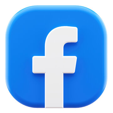 Valencia, Spain - November, 2022: Facebook logo isolated with transparent background, cut out icon front view in 3D rendering. Facebook is a popular social networking web and app service
