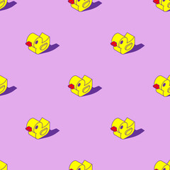 Rubber duck isometric pattern seamless. background of kids fabric