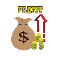 a money bag with money. Income. Business. Profit.