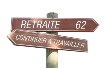 Retraite française 62 ans - Panneau signalisation PNG
