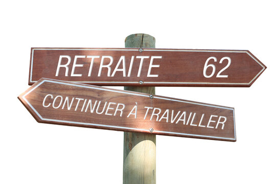 Retraite fran&ccedil;aise 62 ans - Panneau signalisation PNG