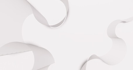 Abstract white background curves shapes cutting paper 3d render