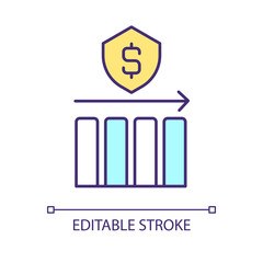 Financial stability RGB color icon. Sustainable economy. Reliable finance situation. Money protection. Isolated vector illustration. Simple filled line drawing. Editable stroke. Arial font used