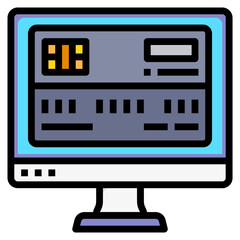 Credit Card Online Payment filled line color icon. Can used for digital product, presentation, UI and many more.