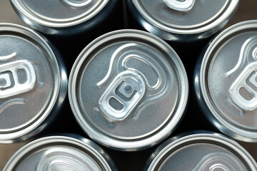 Concept of drink, blank cans, top view