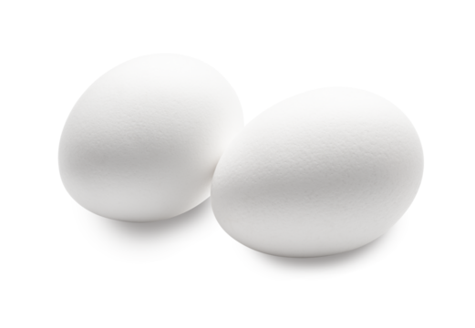 white chicken eggs isolated on white.