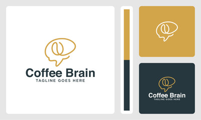 coffee bean brain outline template logo