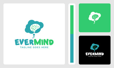 brain cloud technology template logo