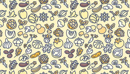 Seamless pattern with vegetables and salad greens.