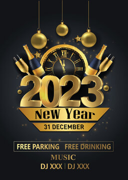 Print2023 Happy New Year Background for your Flyers and Greetings Card or new year themed party invitations