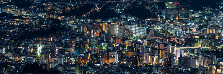 Residential area in Yokoahma, Kanagawa at night.