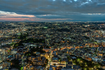 HDR image of Yokohama residential area at dusk.