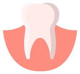 Tooth in gums icon. Dental health symbol. Clinic logo