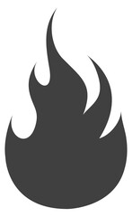 Black fire label. Decorative sticker. Flame icon