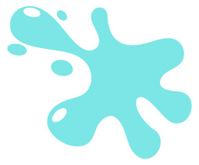 Blue water splash icon. Liquid spill stain