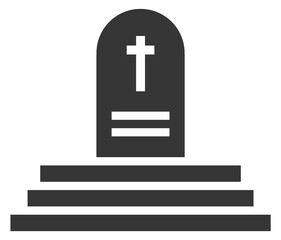 Fototapeta premium Grave monument with cross symbol. Cemetery black icon
