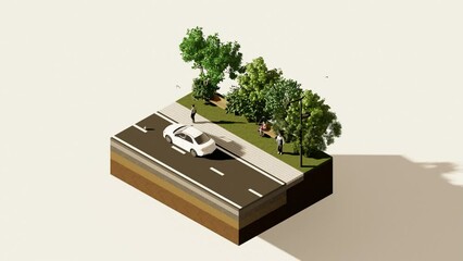Urban design isometric street diagram