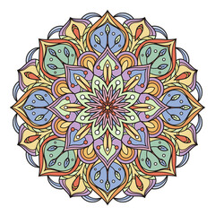 Colorful mandala. Indian radial ornament. Decorative circle