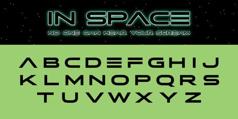 Sci Fi Alphabet in Space. Galaxy Horror Letters. Futuristic typography. Alien ABC elements. 90's retro cyber font. Science fiction calligraphy. Movie, Video Game Lettering.