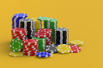 Lot of casino chips. 3d render