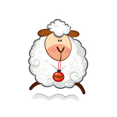 Cute beautiful vector santa sheep isolated on white