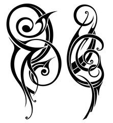 Tribal art tattoo  with Decorative ethnic elements