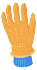 Warm glove icon. Cartoon cold season fashion