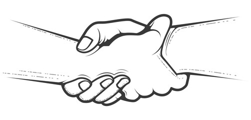 Two hands holding wrist of each other, strong grip, letterbox style handshake, vector