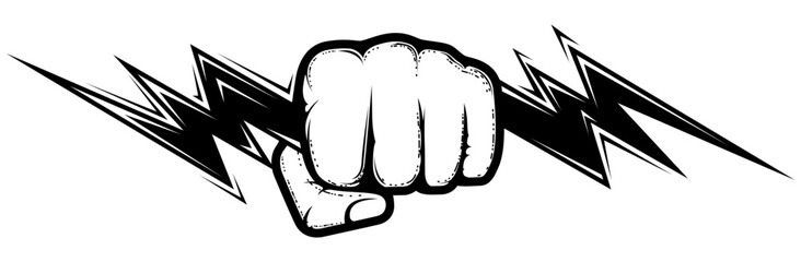 Hand holding a lighting bolt, electricity and power symbol, authority thunder sign, vector