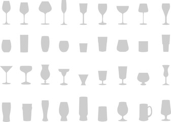 A vector collection of drinking glasses