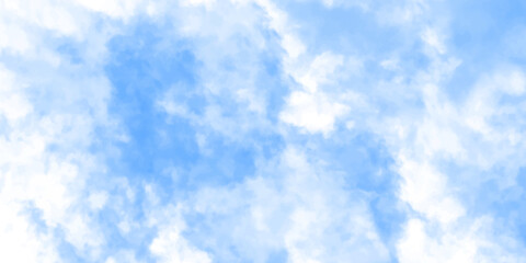 Fototapeta premium Blue sky with white clouds background. Romantic sky. Abstract nature background of romantic summer blue sky with fluffy clouds. Beautiful puffy clouds in bright blue sky in day sunlight.><
