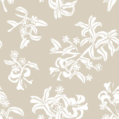 Fototapeta na wymiar Tropical Floral Seamless Pattern Design Background