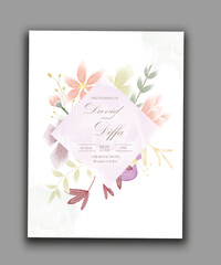 elegant and simple wedding invitation vector template with watercolor elements