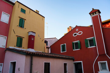 Typical houses of Caorle, in Venice province