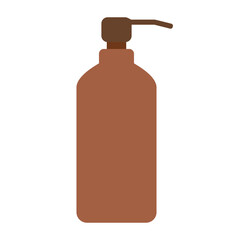 Dispenser for soap or shampoo in a flat simple brown bottle