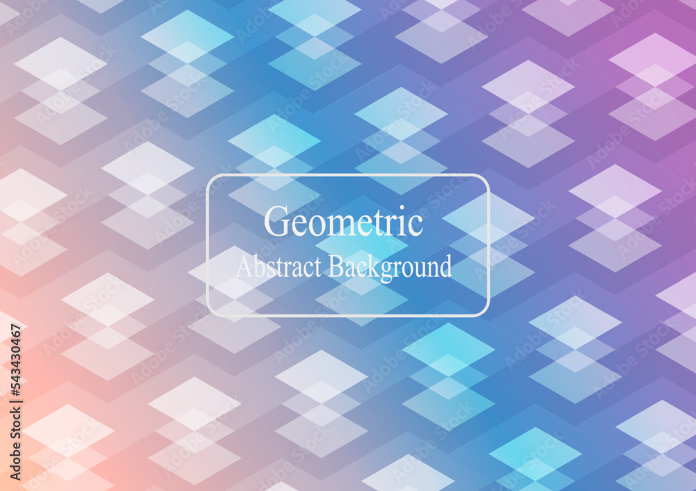 Poster abstract geometric squares arranged horizontally on a multicolored guardian background.