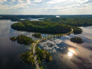 View over lake Saimaa, Puumala Lakeland region in Finland.