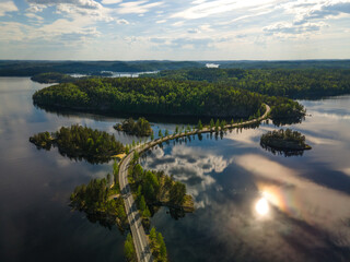 View over lake Saimaa, Puumala Lakeland region in Finland.