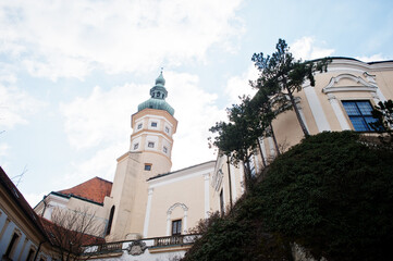 Fototapeta na wymiar View of historic Mikulov castle. Moravia, South Moravian Region of the Czech Republic.