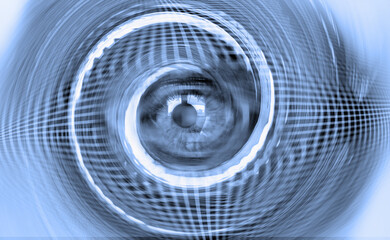 Hypnosis Spiral in eye with vertigo 
 -  Image of abstract spiral hazel eye 