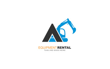 A logo excavator for construction company. Heavy equipment template vector illustration for your brand.