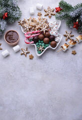 Christmas sweets, cookies and marshmallow
